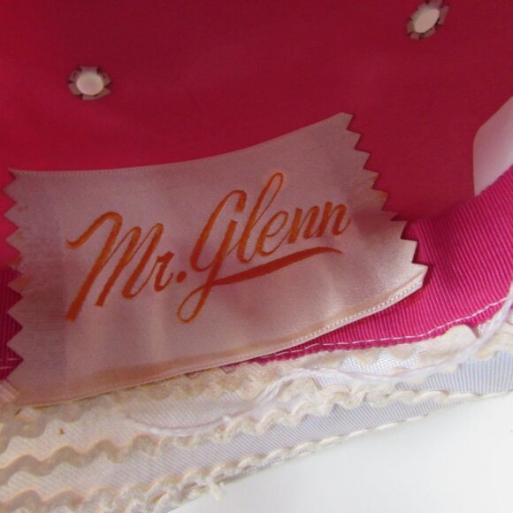 Vintage 1970 Era Hat High Crown Pink Felt White Brim main image 4